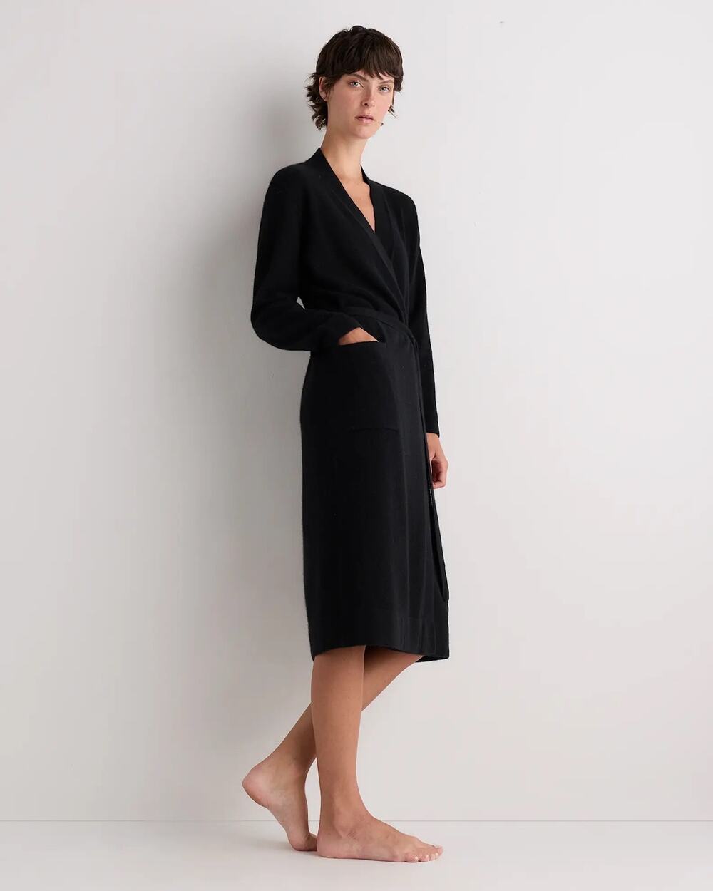 NWT Quince Mongolian Cashmere Robe Black S 4 6 $174 Duster Sweater Women’s Lux